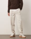 [ASOS DESIGN] ASOS DESIGN smart oversized tapered pants with front pleat in ecru-White W30 L32 Ecru