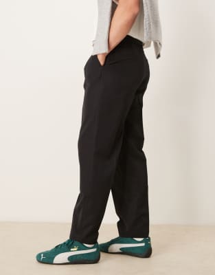Asos Design Smart Oversized Tapered Pants With Front Pleats In Black