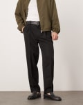 [ASOS DESIGN] ASOS DESIGN smart oversized tapered pants with front pleats in black W40 L32 BLACK