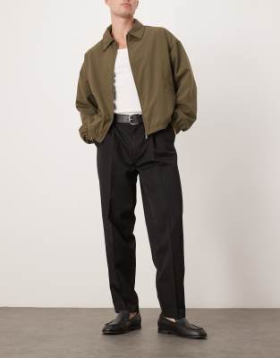 Asos Design Smart Oversized Tapered Pants With Front Pleats In Black