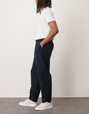 Asos Design Smart Oversized Tapered Pants With Front Pleats In Blue