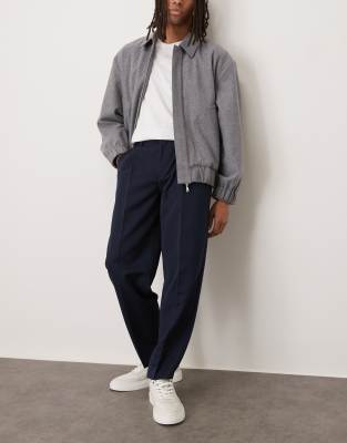 Asos Design Smart Oversized Tapered Pants With Front Pleats In Blue