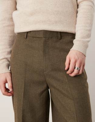 Asos Design Smart Oversized Tapered Pants With Front Pleats In Green