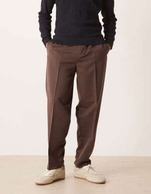 Asos Design Smart Oversized Tapered Pants With Full Elastic Waist In Multi