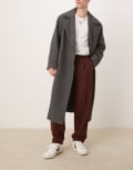 [ASOS DESIGN] ASOS DESIGN smart oversized tapered pleated pants in burgundy with wool twill W34 L32 BURGUNDY