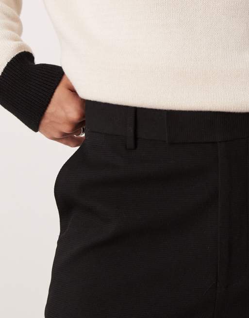 ASOS DESIGN smart oversized tapered textured trousers in black, 4 of 5