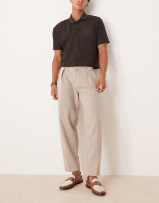 ASOS DESIGN smart oversized tapered trouser in camel herringbone