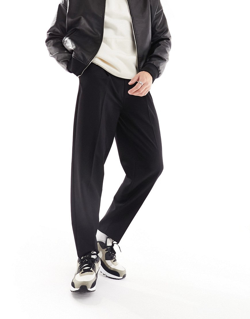 ASOS DESIGN smart oversized tapered trousers in black