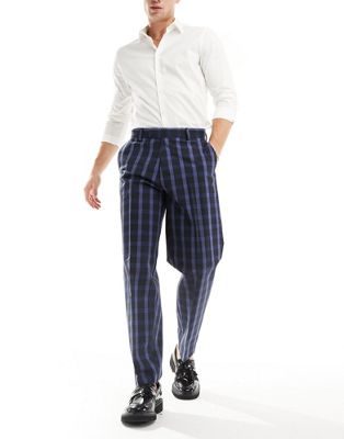 ASOS DESIGN smart oversized tapered trousers in blue check