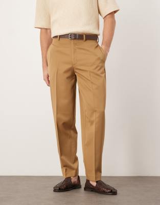asos ASOS DESIGN smart oversized tapered trousers in camel