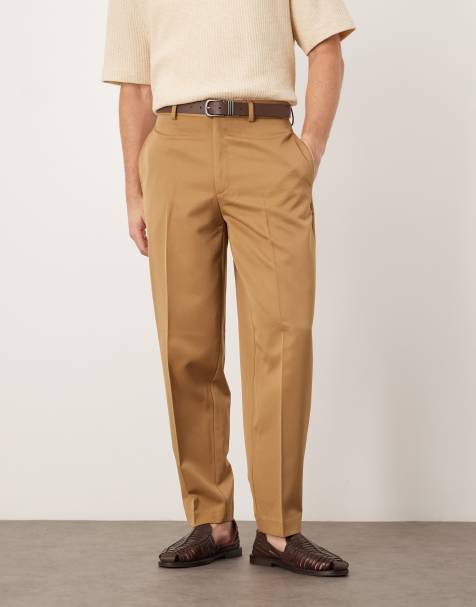 ASOS DESIGN smart oversized tapered trousers in camel - view 1