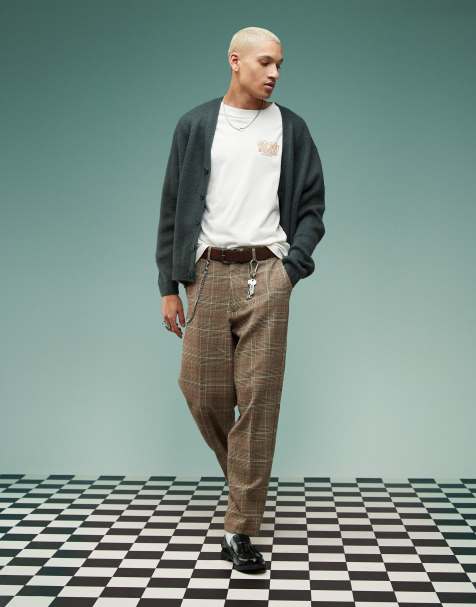 ASOS DESIGN smart oversized tapered trousers in check - view 1