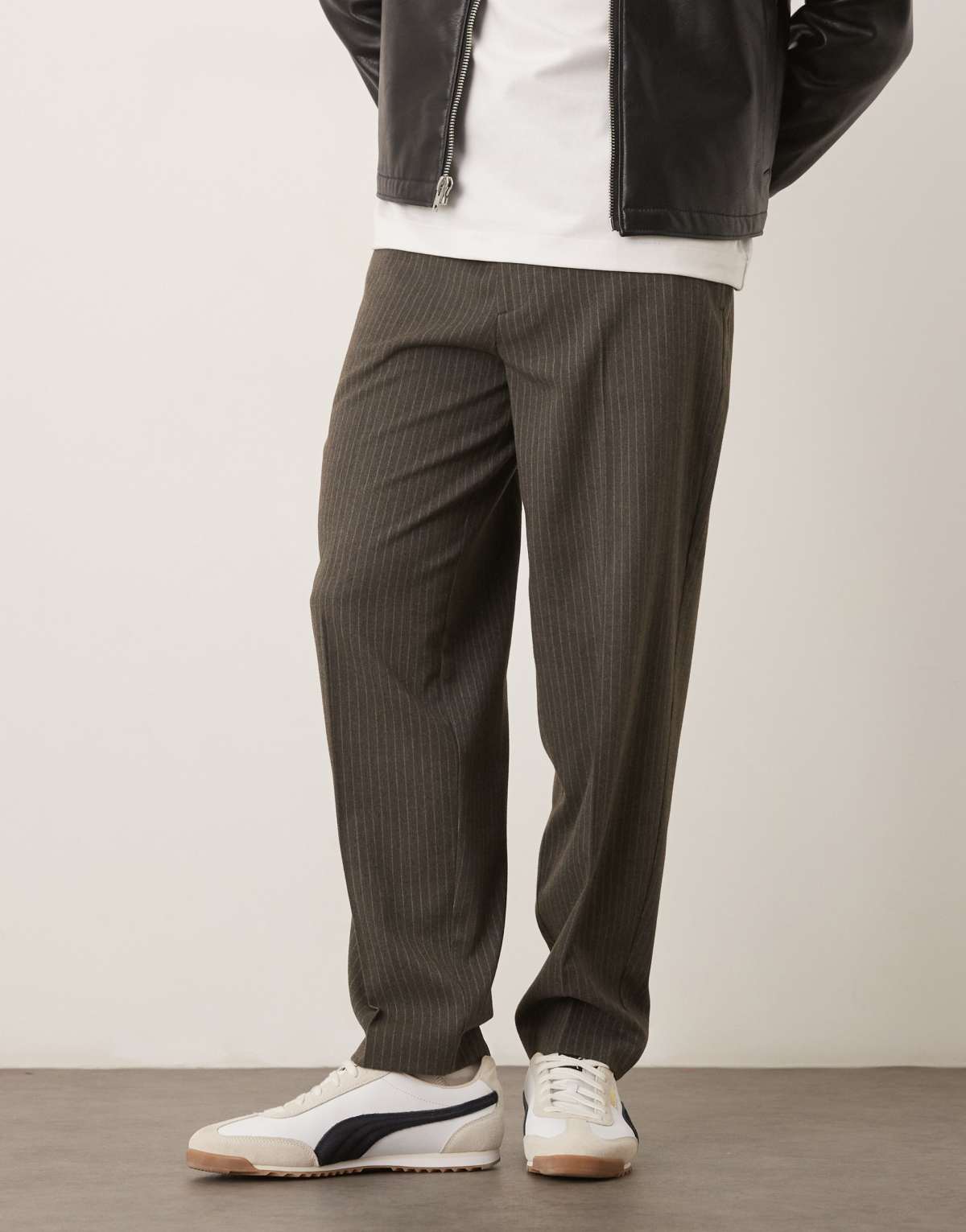 ASOS DESIGN smart oversized tapered trousers in grey flannel pinstripe