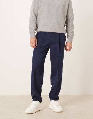 asos ASOS DESIGN smart oversized tapered trousers navy