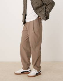 ASOS DESIGN 90s oversized boxy shirt in beige stripe