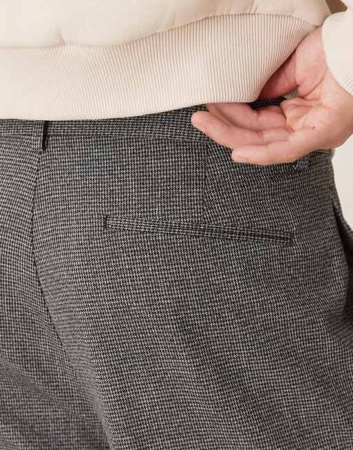 ASOS DESIGN smart oversized tapered trousers with front pleat in black & white micro check, 3 of 5