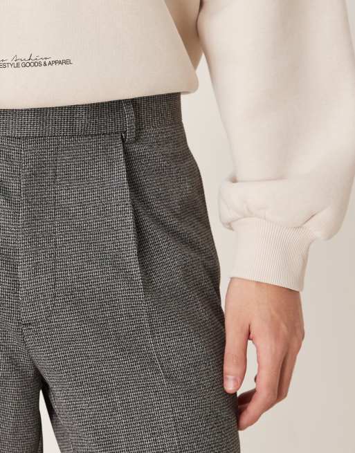 ASOS DESIGN smart oversized tapered trousers with front pleat in black & white micro check, 5 of 5