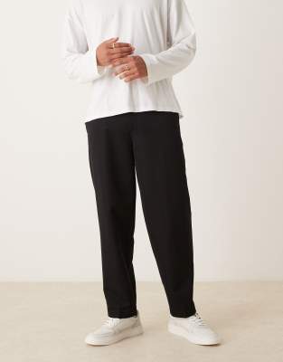 ASOS DESIGN ASOS DESIGN smart oversized tapered trousers with front pleat in black