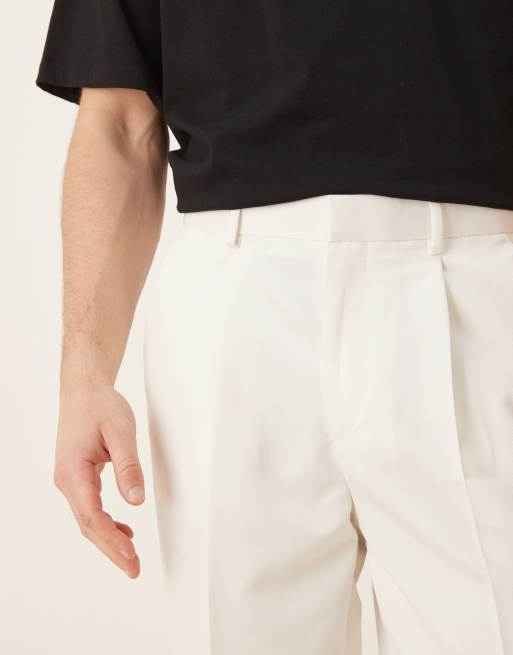 ASOS DESIGN – Elegante, schmal zulaufende Oversize-Hose in Weiß mit Bundfalten