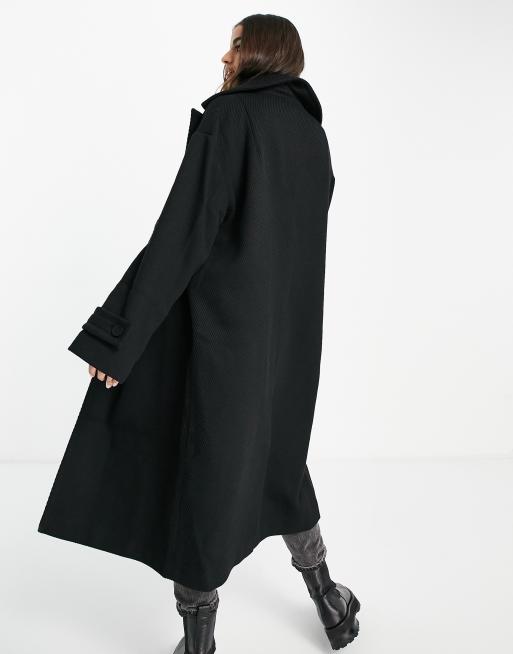 ASOS DESIGN smart oversized twill maxi coat in black