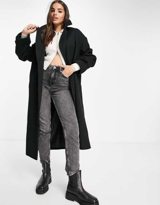 ASOS DESIGN smart oversized twill maxi coat in black