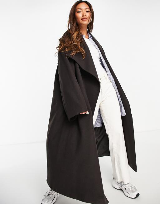 ASOS DESIGN smart oversized waterfall coat in dark brown ASOS