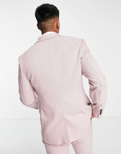 ASOS DESIGN smart oxford skinny suit jacket in dusky pink