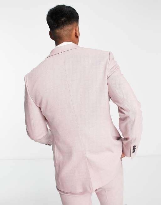 ASOS DESIGN smart oxford skinny suit jacket in dusky pink | ASOS