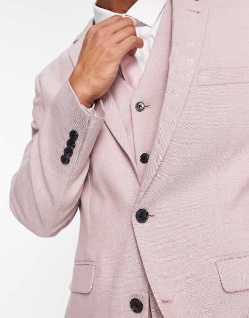 Noak Skinny Suit Jacket In Dusty Pink Marl, $23, Asos