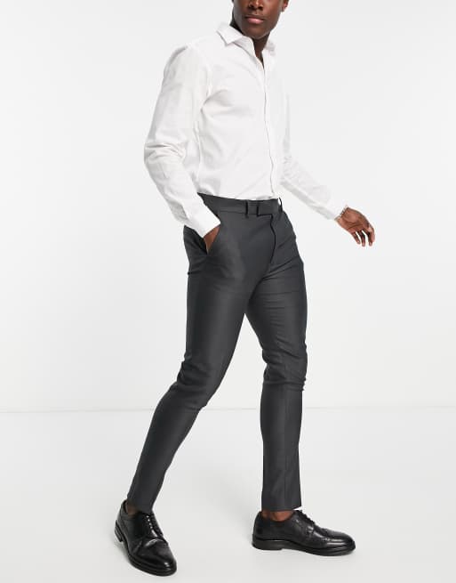 ASOS DESIGN smart oxford skinny suit pants in mid gray ASOS