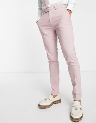 ASOS DESIGN smart oxford skinny suit trousers in dusky pink | ASOS