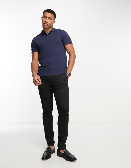 Black polo with navy hot sale pants