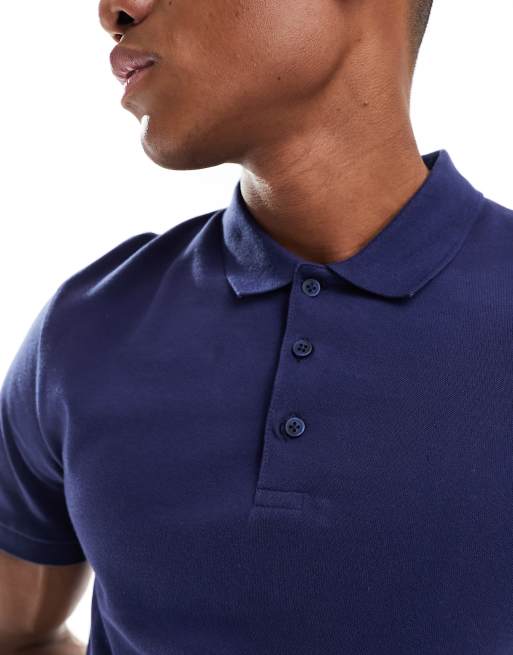 ASOS DESIGN smart pique polo shirt in navy ASOS