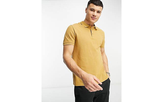 ASOS DESIGN - smart pique polo shirt in yellow