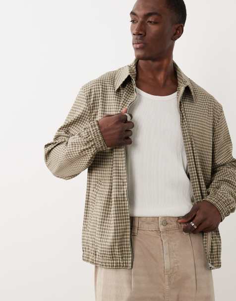 ASOS DESIGN smart plaid harrington jacket in brown - view 1