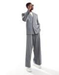 [ASOS DESIGN] ASOS DESIGN smart pleat front loose leg suit pants in grey-Black XS GREY