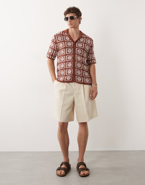 ASOS DESIGN smart pleated bermuda shorts in ecru - view 1