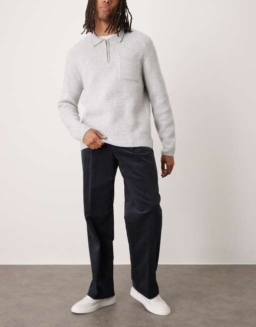ASOS DESIGN smart pleated cotton rich wide leg corduroy trousers in navy, 2 of 5