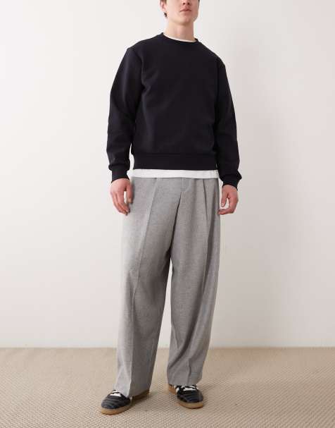 ASOS DESIGN smart pleated extreme tapered trousers in grey texture