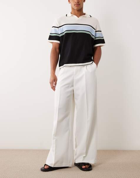 ASOS DESIGN smart pleated loose leg pants in white - view 1