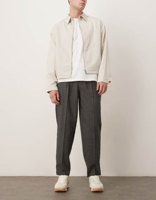 ASOS DESIGN smart pleated oversized tapered pants in black texture, 2 of 5