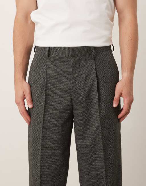 ASOS DESIGN smart pleated oversized tapered pants in black texture, 4 of 5