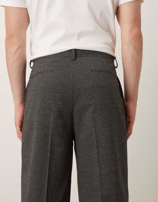 ASOS DESIGN smart pleated oversized tapered pants in black texture, 5 of 5
