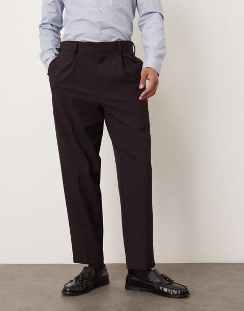 ASOS DESIGN smart pleated relaxed tapered trousers in black