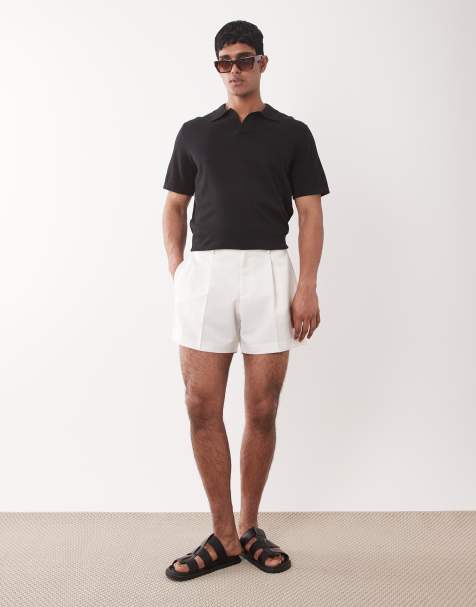 ASOS DESIGN smart pleated wide cropped shorts in white - view 1