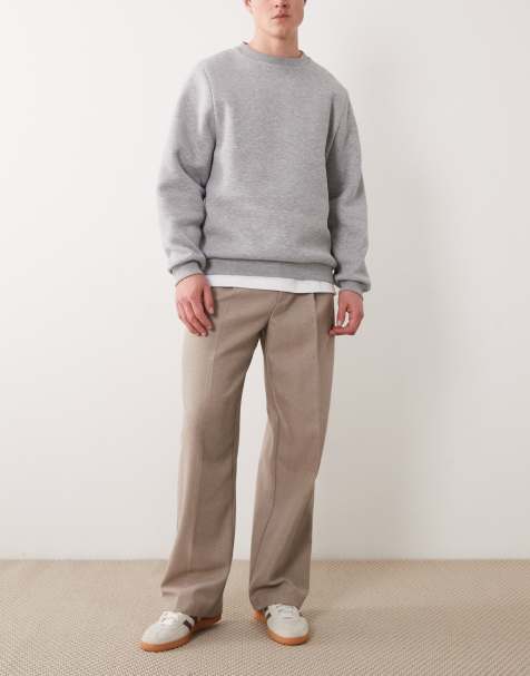 ASOS DESIGN smart pleated wide leg pants in taupe twill - view 1