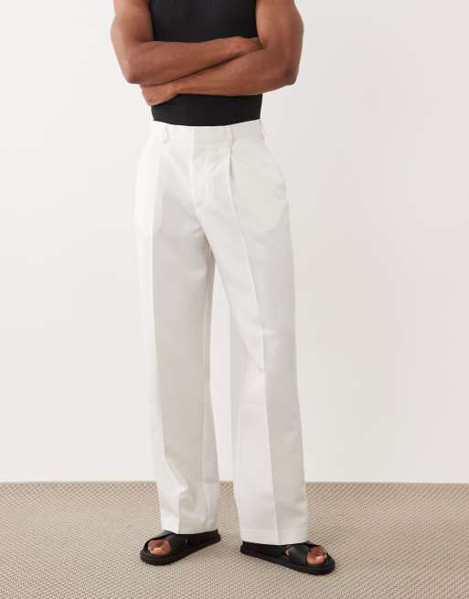 ASOS DESIGN smart pleated wide leg pants in white, 2 of 5