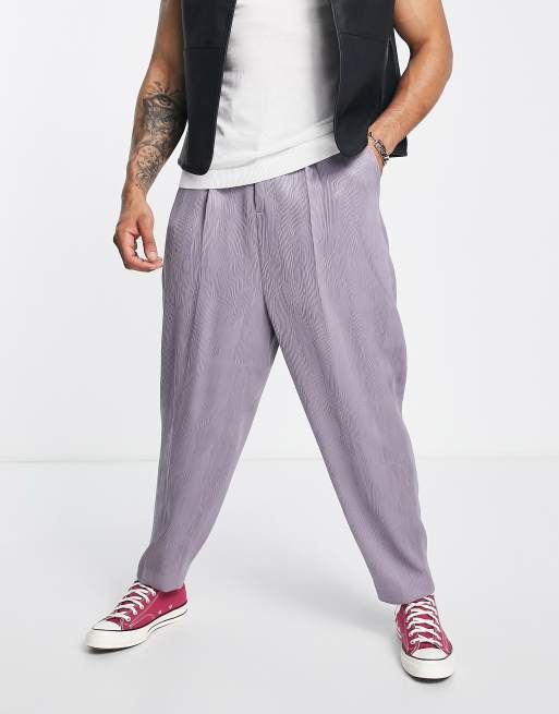  ASOS DESIGN smart plisse balloon trousers in deep purple