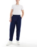 [ASOS DESIGN] ASOS DESIGN smart premium cotton oversized tapered chino pants in navy W28 L30 NAVY