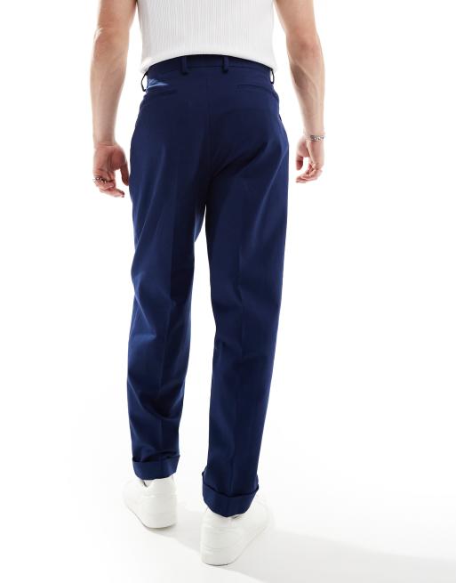 SOUMO BIG TUCK CHINO サイズ01 NAVY SOUMO BIG TUCK CHINO サイズ01 NAVY Buy Navy Blue Slim Fit